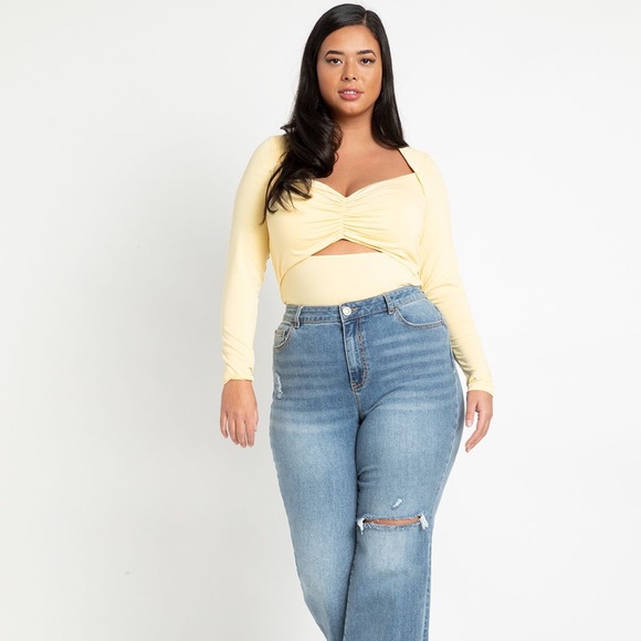 Yellow Sweetheart Cutout Knit Top - Picture 3 of 3